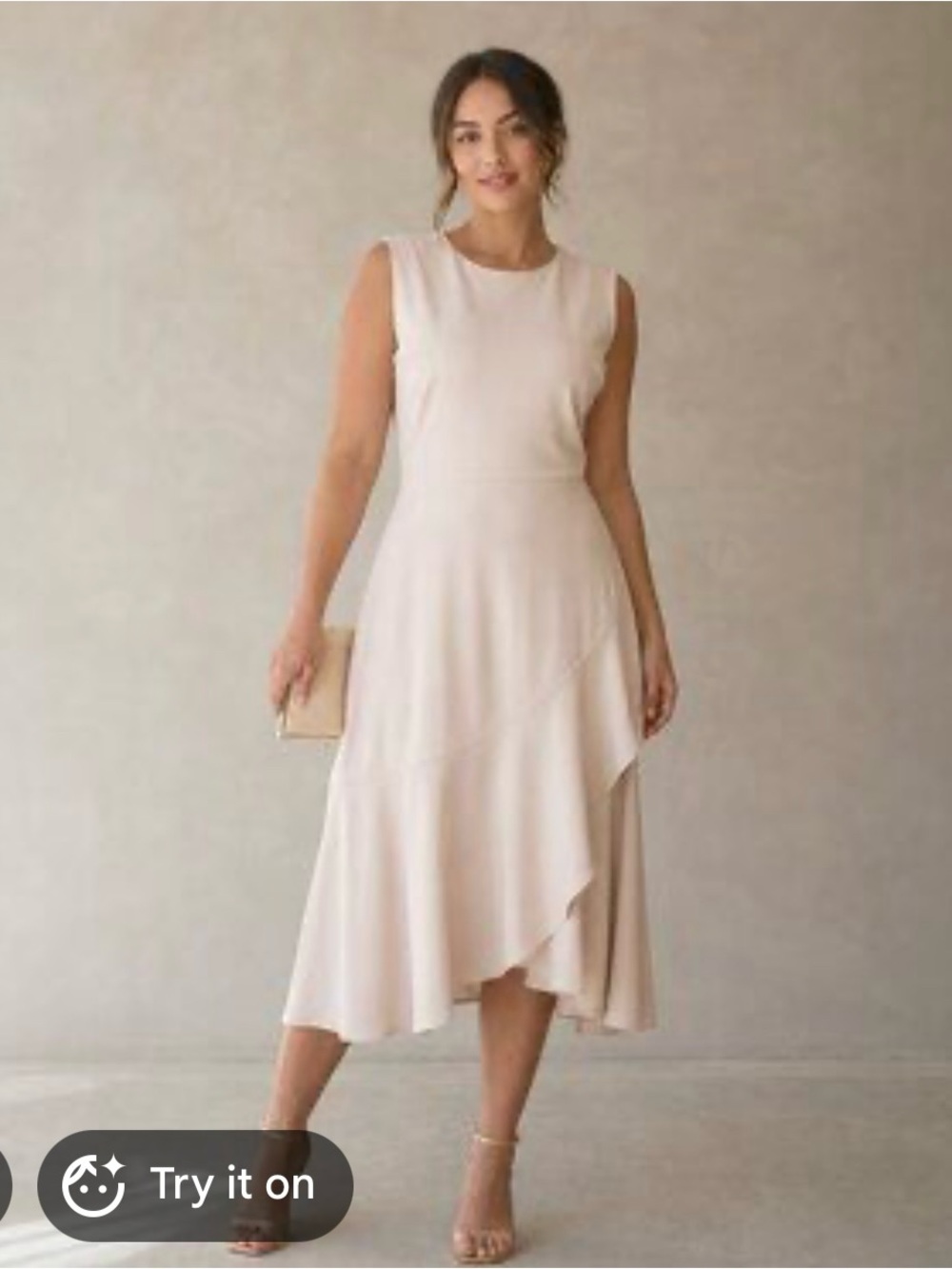Calvin Klein Sleeveless Asymmetrical Midi Dress in Blush - Elegant Women's Dress